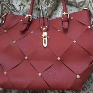 Red purse with slight bejeweling